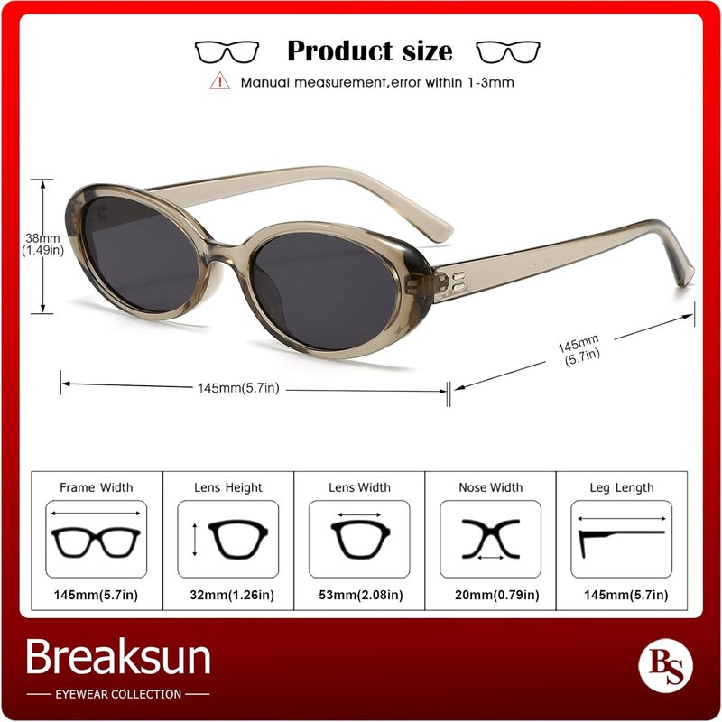 Breaksun Retro Oval Sunglasses for Women Men Fashion Small Oval Sunglasses 90s Vintage Shades - Image 5